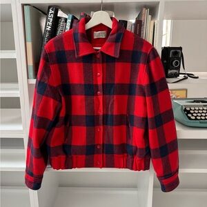 Pendleton Vintage Wool Plaid Bomber, Size Medium
